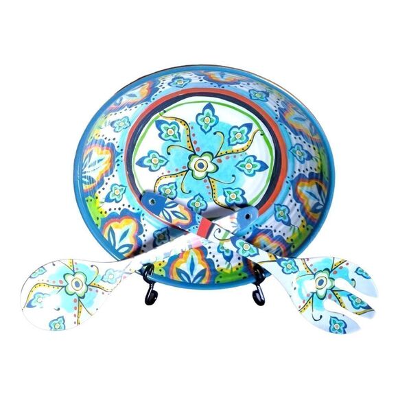 SALAD BOWL & UTENSILS Melanine NEW 🆕 THINK BBQ SUMMER FUN! - Picture 2 of 6